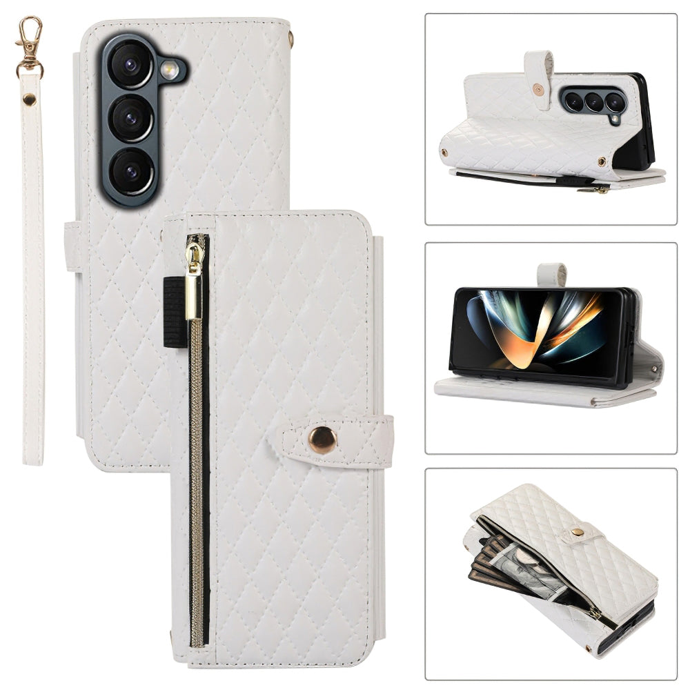For Samsung Galaxy Z Fold5 5G PU Leather PC Phone Case Rhombus Pattern Imprinted Wallet Stand Cover with Straps For Samsung Galaxy Z Fold5 5G PU Leather PC Phone Case Rhombus Pattern Imprinted Wallet Stand Cover with Straps